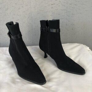 Stuart Weitzman Boots Womens Size 5 Black Gore-Tex Ankle Kitten Heel Pointed Toe